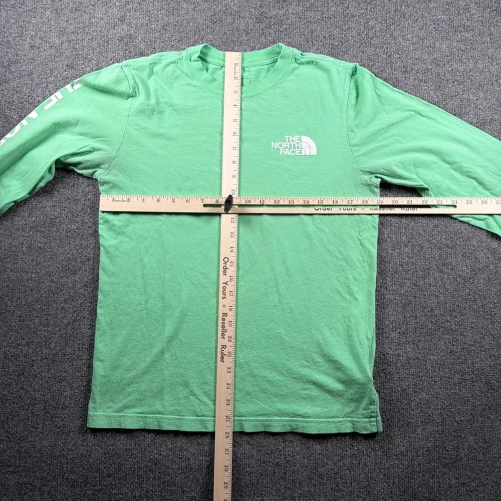 The North Face Long Sleeve Shirt Mens Small Green Logo Graphic Gorpcore